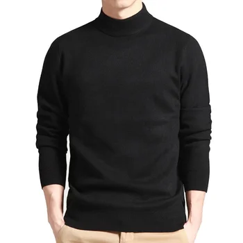 גברים סוודר מוצק Pullovers ללעוג הצוואר האביב והסתיו ללבוש דק אופנה גופיה גודל מ ' עד 4XL