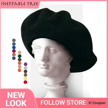 ראש גדול צמר כומתה נקבה כובעי חורף לנשים שטוח לסרוג כובע 100% קשמיר כובעים ליידי הילדה הכומתות כובע נשי עצם צייר Gorro