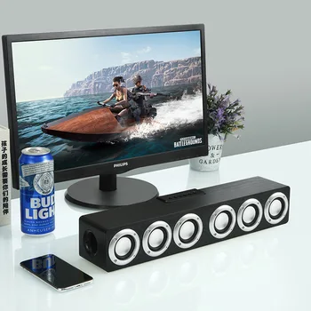 30W קולנוע ביתי נייד עמודה Bluetooth רמקול אלחוטי עץ רמקול, שעון מעורר רדיו סאב Soundbar המחשב רמקול
