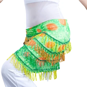 חדש Multi-צבע נשים ריקודי בטן היפ צעיף כבד חרוזים שרשרת מותניים הבמה היפ ריקוד צעיף