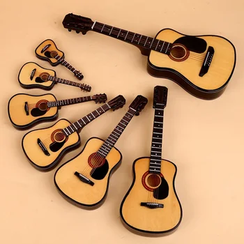 מיני גיטרה קלאסית עץ מיניאטורי גיטרה מודל נגינה בגיטרה קישוט מתנות עיצוב חדר השינה לסלון