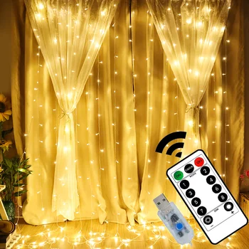 3M וילון LED אורות USB וילון חלון פיית מפל האור הביתה חדר השינה של מסיבת חג המולד, שנה חדשה קישוט חיצוני