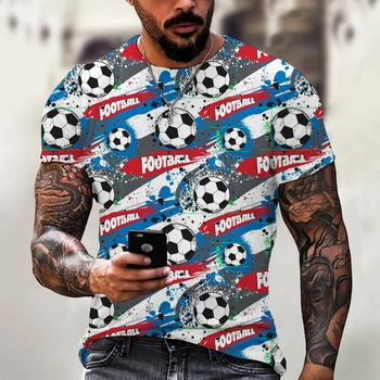 חולצות גברים מנופחים Tees 2023 כדורגל 3D הדפסת יוניסקס אופנה חולצה Harajuku קיץ מגניב שרוול קצר לילדים מקסימום