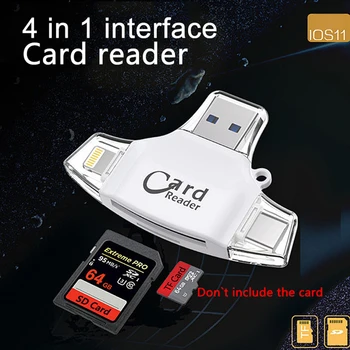 4 ב 1 סוג C Micro SD קורא כרטיסי usb type-c OTG זיכרון הבזק USB גאדג ' ט עבור iPhone iPad MacBook מתאם SD Reader ברק