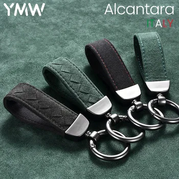 YMW אלקנטרה הרכב מחזיק מפתחות מחזיק מפתחות קלועים חבל ארוג מחזיק מפתחות עור מלאכותי גברים נשים ארוגים ביד תלוי אבזם