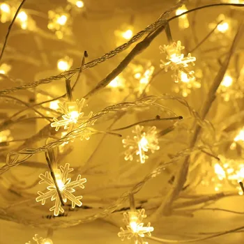 LED אורות מחרוזת כוכבי פתיתי שלג חיצוני חג השנה החדשה פיות זר חג המולד מסיבת חתונה קישוט אורות חג המולד