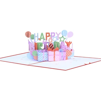 כרטיס יום הולדת עם אור ומוסיקה מצחיק Blowable נר מוקפצות 3D כרטיס ברכה