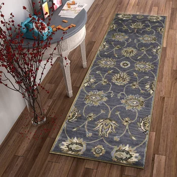 שטיח Decorative7' כחול חצות יד המצויץ צמר פרחים מסורתיות מקורה רץ השטיח את השטיח בסלון עיצוב חדר השינה