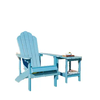 Oaktafair מנופחים פלסטיק Adirondack כיסא עם שולחן עמיד בפני מזג אוויר חיצוני כיסאות בשימוש נרחב פטיו הדשא בחוץ הסיפון