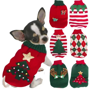 חם חג המולד כלב המחמד סוודר בחורף כלב בגדים קטן בינוני כלבים סרוגים גור חתול מעיל צ ' יוואווה בולדוג צרפתי יורקי