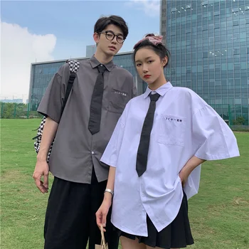 הקיץ מגמה שרוול קצר חולצה למעלה המכללה הרוח לקשור קוריאנית חופשי תיכון תלמידים בגדים לאוהבי 2021