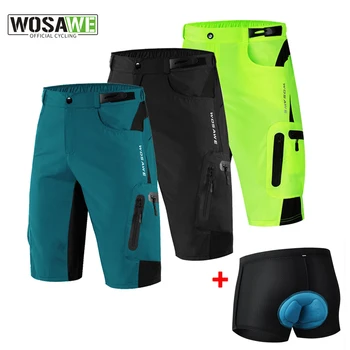 WOSAWE גברים מרופד רחבים מכנסי רכיבה רעיוני MTB אופני הרים רכיבה על אופניים מכנסיים עמיד במים מתאים רופף קצרים.