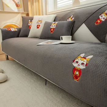 ארנבונים חמודים ספה כיסוי עבור הסלון החלקה בחורף לעבות ספה רכה כרית מגבת הכיסויים רהיטים ספה מכסה עיצוב