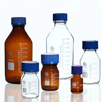25ml כדי 1000ml מעבדה שקוף/חום כובע בורג הכימית הבקבוק האטום בקבוק זכוכית, מעבדה דוגמת בקבוק