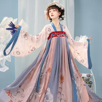 Yourqipao בסגנון סיני Hanfu רקמה החזה חצאית טאנג מערכת Hanfu נשית על הבמה Cosplay חצאית