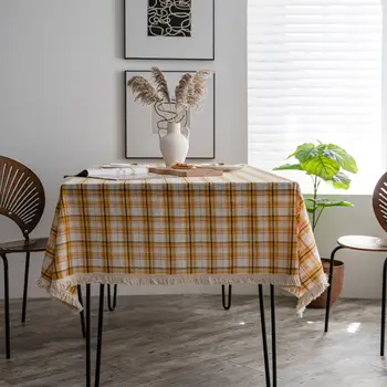 חוט צבוע ירוק משובץ מפת שולחן מפת שולחן פוליאסטר כותנה מטבח שולחן האוכל קישוטים מלבן כיסוי שולחן הבית.