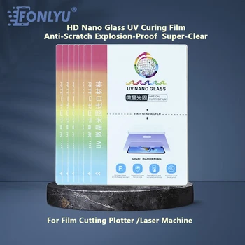 FONLYU 50pcs ננו זכוכית UV סרט Hydrogel סרטים מכונת חיתוך טלפון נייד מעוקל מגיני מסך עבור S23 ultra