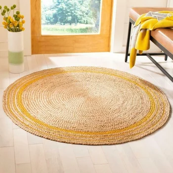 יוטה ארוגים שטיח טבעי 100% סגנון הפיך כפרי המראה השטח הביתה לסלון שטיח דקורטיבי