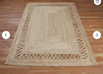 השטיח 100% טבעי קלוע ראנר יוטה בעבודת יד שטיח מודרני כפרי נראה באזור השטיח השטיח בחדר השינה