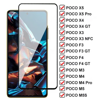 100D מלאה זכוכית מחוסמת עבור Xiaomi פוקו X5 X4 X3 NFC F3 F4 GT מגן מסך פוקו M3 M4 M5 Pro M5S C3 C40 C50 C55 סרט זכוכית