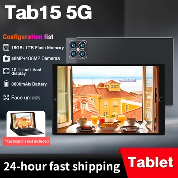 TAB15 המקורי לוח 10Inch אנדרואיד 12 16GB+1T 8800Mah 48+108MP עם מקלדת Bluetooth Wi-Fi, טלפון 2023-Google play