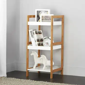 במבוק אוסף 3 Tier כוננית, לבן/חום עיצוב הבית דוכן תצוגת מדף ספרים