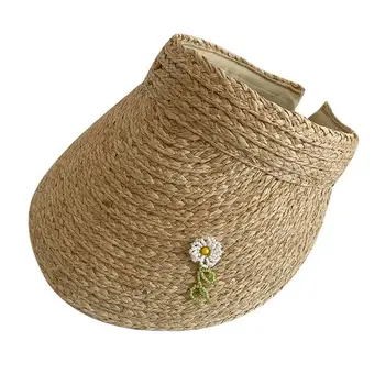 ריק העליון כובע קש נייד נשים תקן שוליים רחבים, שמש כובע הגנה מהשמש כובע קש הקיץ הגנת Uv החוף כובעים עבור