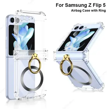 טעינה אלחוטית Case For Samsung Galaxy Z Flip 5 Flip5 ברור רך כיסוי עבור Samsung ZFlip5 Z Flip5 Funda מקרה מגן Coque