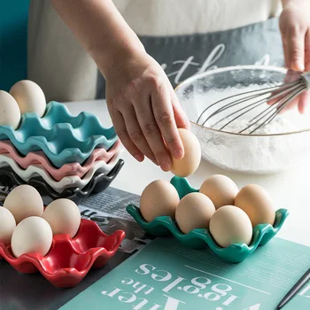 6 רשתות ביצים תיבת אחסון יצירתיים קרמיקה ביצים מיכל אחסון ביצה מחזיק עבור קמפינג פיקניק ביצים תיבת מקרה מטבח ארגונית