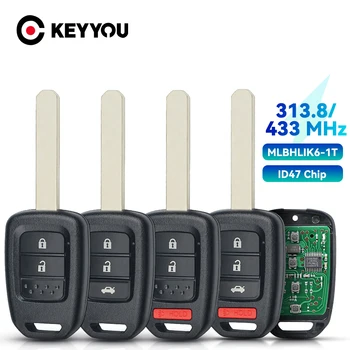 KEYYOU 2/3/4 כפתורים עבור הונדה 2013-2015 CRV רכב Fob מפתח בקרת כניסה Keyless מרחוק MLBHLIK6-1T/MLBHLIK6-1TA PCF7961 ID47 433/313.8 Mhz