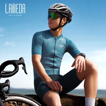 LAMEDA 2023 החדש מודי רכיבה על אופניים החליפה של הגברים אופניים קצר שרוול מעיל קיץ מכונית כביש בגדים