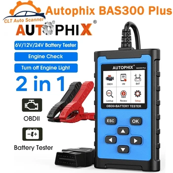Autophix BAS300 בנוסף בודק סוללה 2 ב-1Engine הסימון 6/12/24V סורק OBD2 בודק סוללה רכב סורק קוד Reader