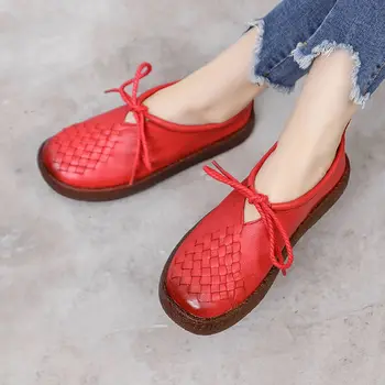 אוקספורד נעליים שטוחות נשים האביב עור אמיתי נעלי וינטג ' נשים מזדמנים נעלי הליכה אמא דירות 2021 מגמה