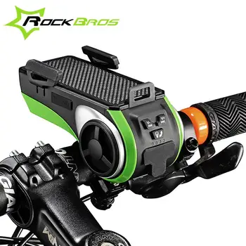 ROCKBROS עמיד למים אופניים מחזיק טלפון Bluetooth אודיו נגן MP3 רמקול 4400mAh בנק כוח +אופניים צלצול פעמון + אור אופניים