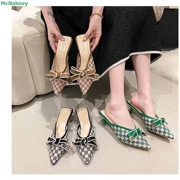 נשים של רשת נעלי מזדמנים נעל עקב גבוה סנדלים חמים למכירה פרפר-קשר מחודד בוהן שרוכים אופנה קיץ מוצק נעליים