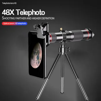 ZK40 48x סופר טלפוטו זום טלפון נייד עדשת משקפת עוצמה מתכת הטלסקופ הנייד HD עדשת טלה עם חצובה קמפינג