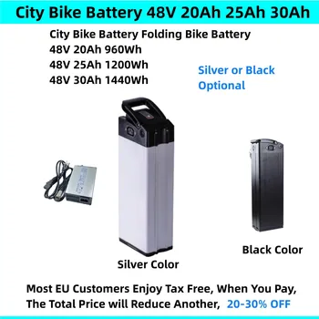 דג כסף אופניים חשמליים סוללה 48V 20Ah 25Ah 30Ah עיר פרברית אופניים Ebike סוללה עם מטען 500w 750w 1000w