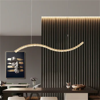 נברשת קריסטל חדר האוכל מנורת אור יוקרה סגנון המנורה בחדר האוכל מנורת בית חדש הרצועה הארוכה אור אטמוספרי הפוסט-מודרני