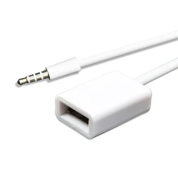 נתונים כבל 3.5 mm זכר ל-USB נקבה המרה כבל AUX לרכב MP3 אודיו כבל מתאם U דיסק קליפ קו 15mm אורך לבנים.