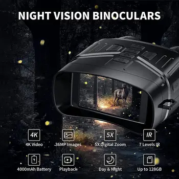 Nv4000 4k ראיית לילה המשקפת 3 אינץ מסך גדול 5X זום דיגיטלי אינפרא-אדום לראיית לילה הטלסקופ לצוד.