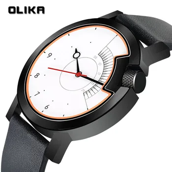 Olika/Oliga גברים השעון פלדת דיוק ספיר מראה קוורץ שעונים של גברים עמיד למים אופנה מתנה לצפות