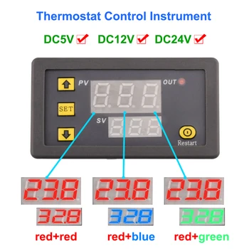 DC5V 12V 24V מוטבע בטמפרטורה גבוהה התרמוסטט הסקי פס מתכת עמיד למים המכשיר תצוגת LED תרמוסטט בקרה נגינה