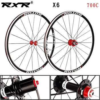 RXR אופני כביש גלגל X6 700C גלגלים 7-11 מהירות 5 נושאי V בלם הגולל סגסוגת אלומיניום קדמי/אחורי גלגל אופניים