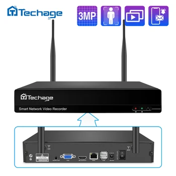 Techage 10CH H. 265 3MP אלחוטית NVR האנושי זיהוי Wifi מצלמה CCTV מערכת P2P IP מצלמת רשת WiFi IP NVR Eseecloud APP