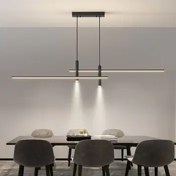 מודרני מינימליסטי Led אורות תליון זהב שחור על שולחן המטבח חדר האוכל נברשת בית עיצוב תאורה ברק המנורה