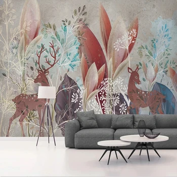 מותאם אישית 3D ציור קיר טפט מודרני, טרופי עלים צמח אייל ציור קיר בסלון טלוויזיה, ספת שינה רקע קיר לעיצוב הבית