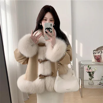 החורף החדש של נשים פרווה פרימיום פוקס מעיל פרווה מעיל ארוך קוריאנית אופנה פרווה רופף מעיל עבה חם נשים מעיל פרווה