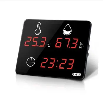 LX925 דיגיטלי. לחות חיצונית מקורה סאונה מדחום עם שעון מעורר שעון קיר דיגיטלי מד טמפרטורה ו-חיישן