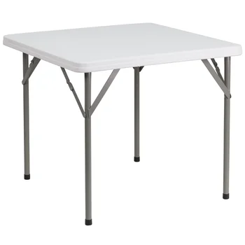 פלאש רהיטים 2.85 מטר מרובע גרניט לבן פלסטיק שולחן מתקפל מתקפל שולחן