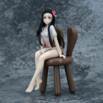 שד קוטלת אנימה דמות סקסית יושב בעמדה Kamado Nezuko דמויות אנימה מודל פסלים הגאות לשחק קישוטים מתנות